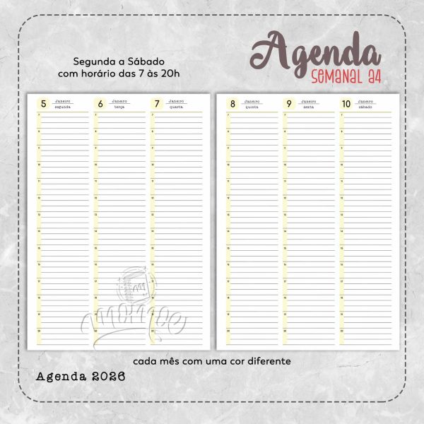 Agenda Semanal A4 2026 - Imagem 1