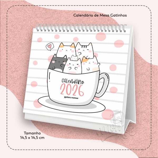 Calendário de Mesa Gatinhos 2026 - Imagem 1