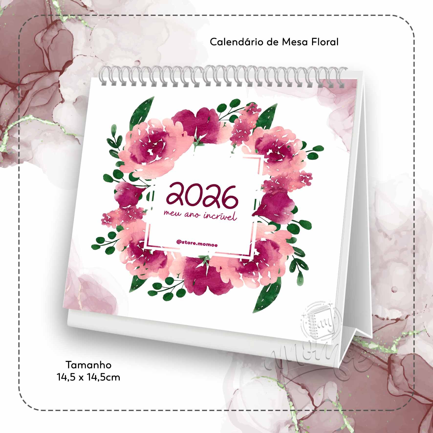 01 Calendário de Mesa Floral 2026 - Imagem 1