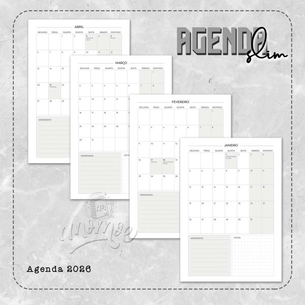 Agenda Slim 2026 - 2 dias por página - Imagem 3