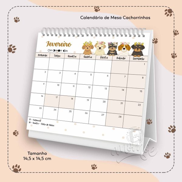 Calendário de Mesa Cachorrinhos 2026 - Imagem 3