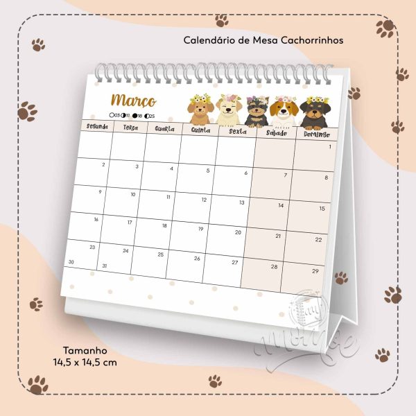 Calendário de Mesa Cachorrinhos 2026 - Imagem 4