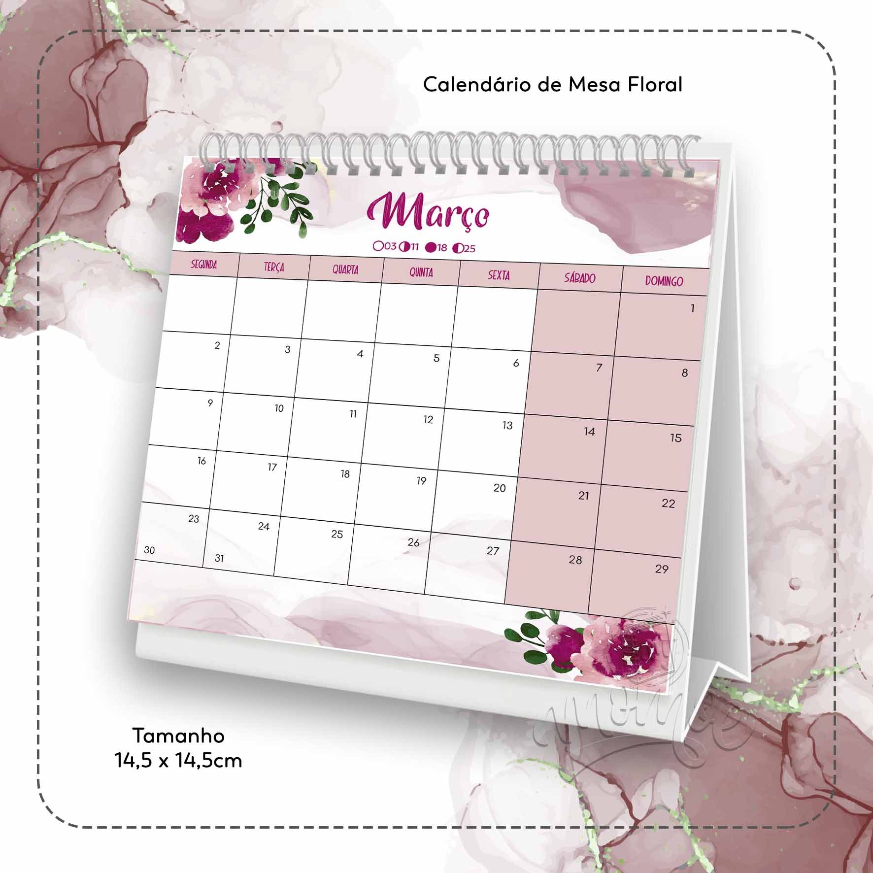 04 Calendário de Mesa Floral 2026 - Imagem 4