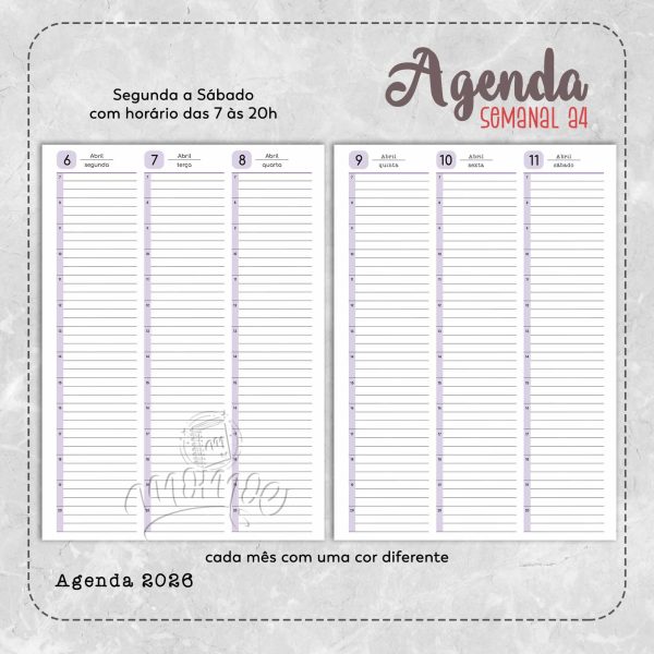 Agenda Semanal A4 2026 - Imagem 4