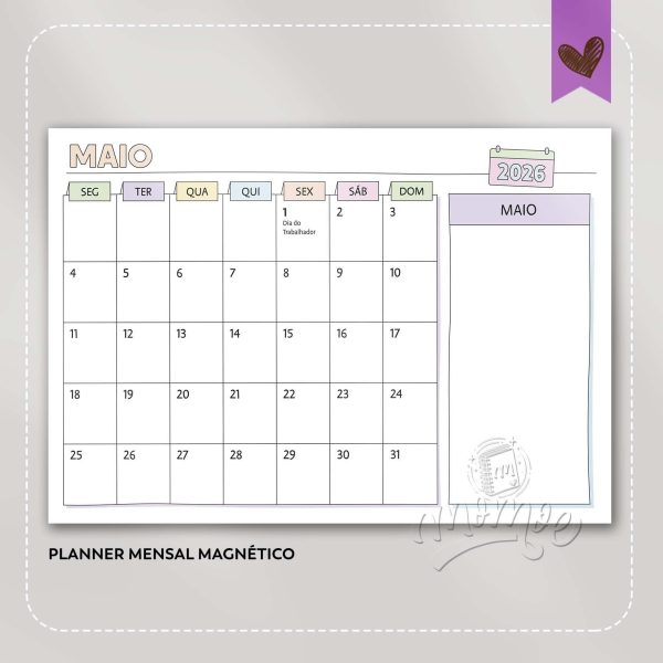 Planner Blocado Mensal Magnético Fun - Calendário de geladeira 2026 - Imagem 6