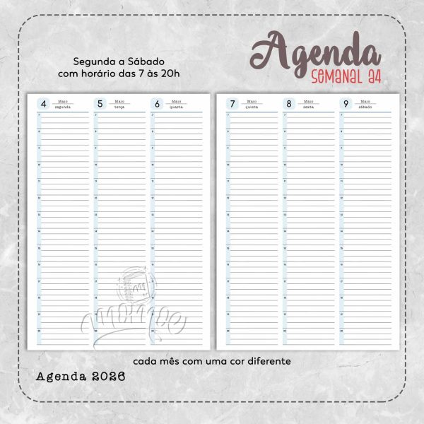 Agenda Semanal A4 2026 - Imagem 5