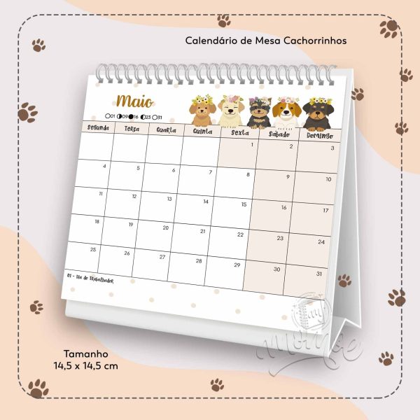 Calendário de Mesa Cachorrinhos 2026 - Imagem 6