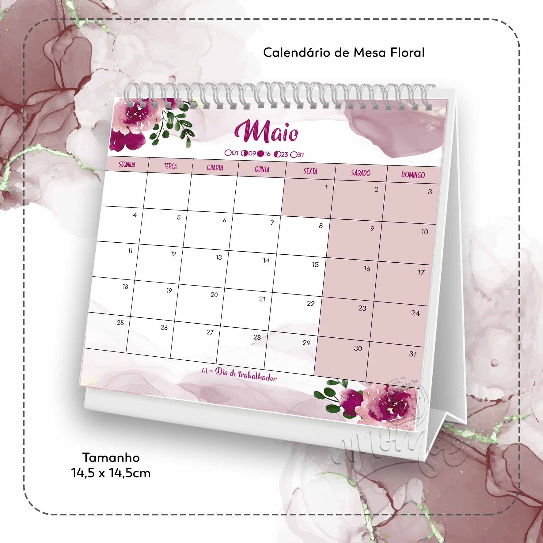06 Calendário de Mesa Floral 2026 - Imagem 6