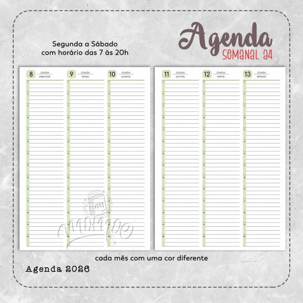 Agenda Semanal A4 2026 - Imagem 6