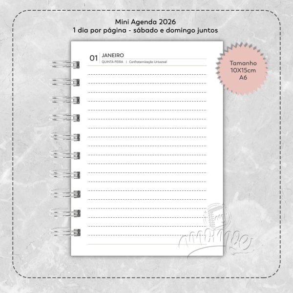 Mini Agenda 2026 - A6 Rosa - Imagem 2