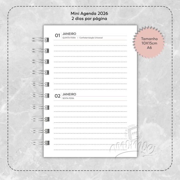 Mini Agenda 2026 - A6 Rosa - Imagem 4